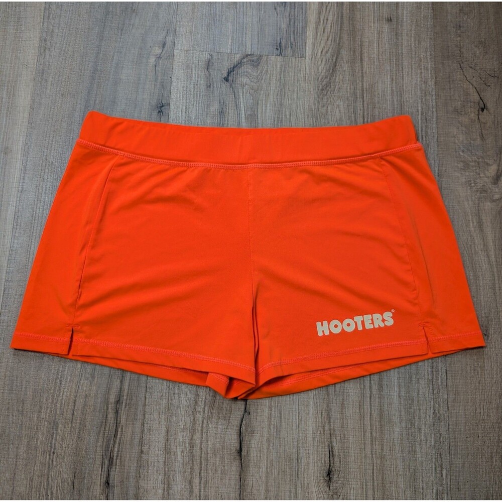 NWOT Hooters Girl Uniform Shorts Size 2X Bright Orange Athletic Style Stretch